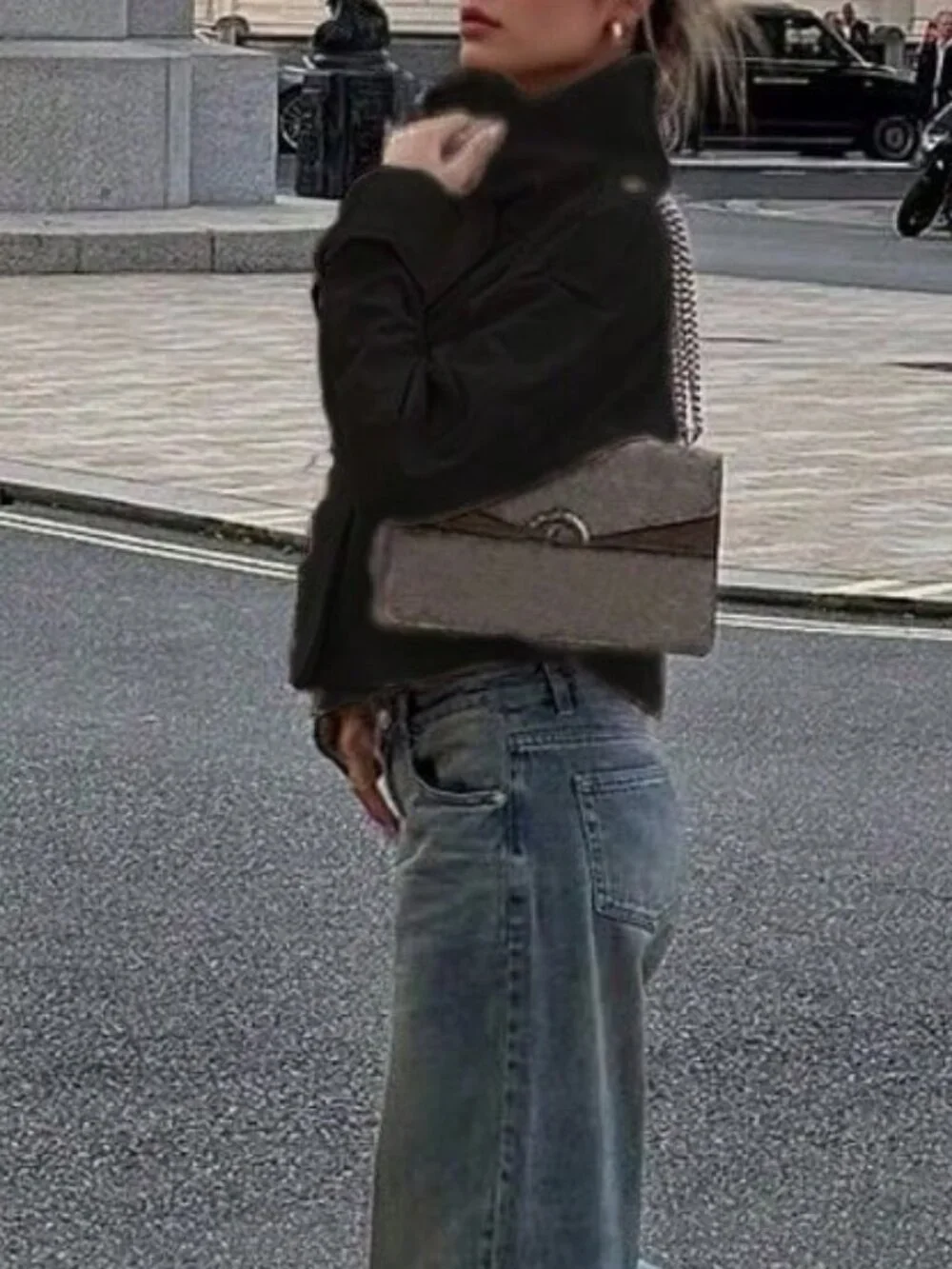 Black Casual Women's Double-Breasted Long Sleeve Jacket - Picture 5 of 7